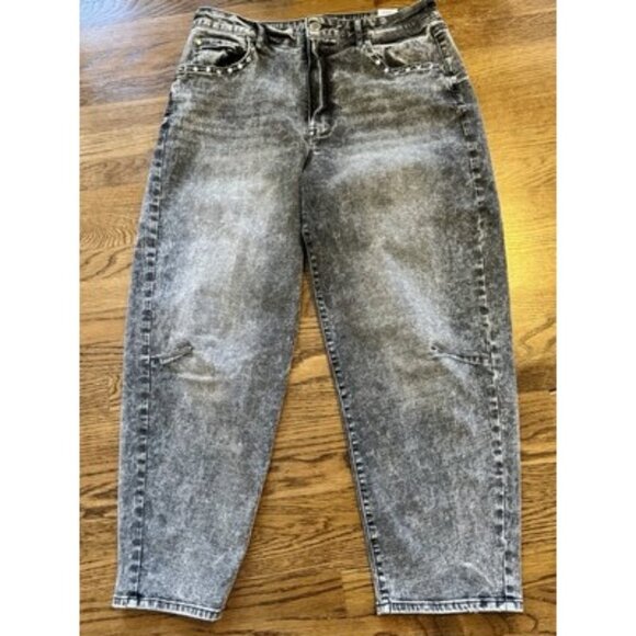 Women’s Embellished Rebecca Minkoff Barrel Jeans Acid Wash Black Size 12 - Picture 1 of 7